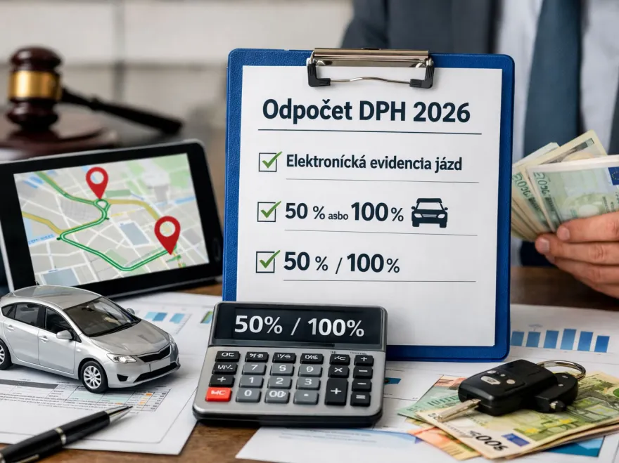 Odpočet DPH na auto 2026 – elektronická evidencia jázd a rozdiel medzi 50 % a 100 % odpočtom DPH pre podnikateľov